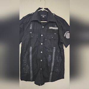 INC International Concepts Black Short Sleeve Shirt